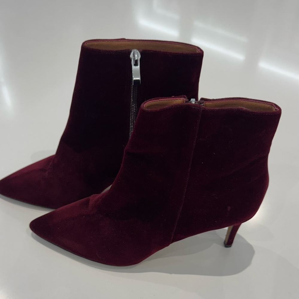 Velvet Burgundy Halogen Ankle Boots